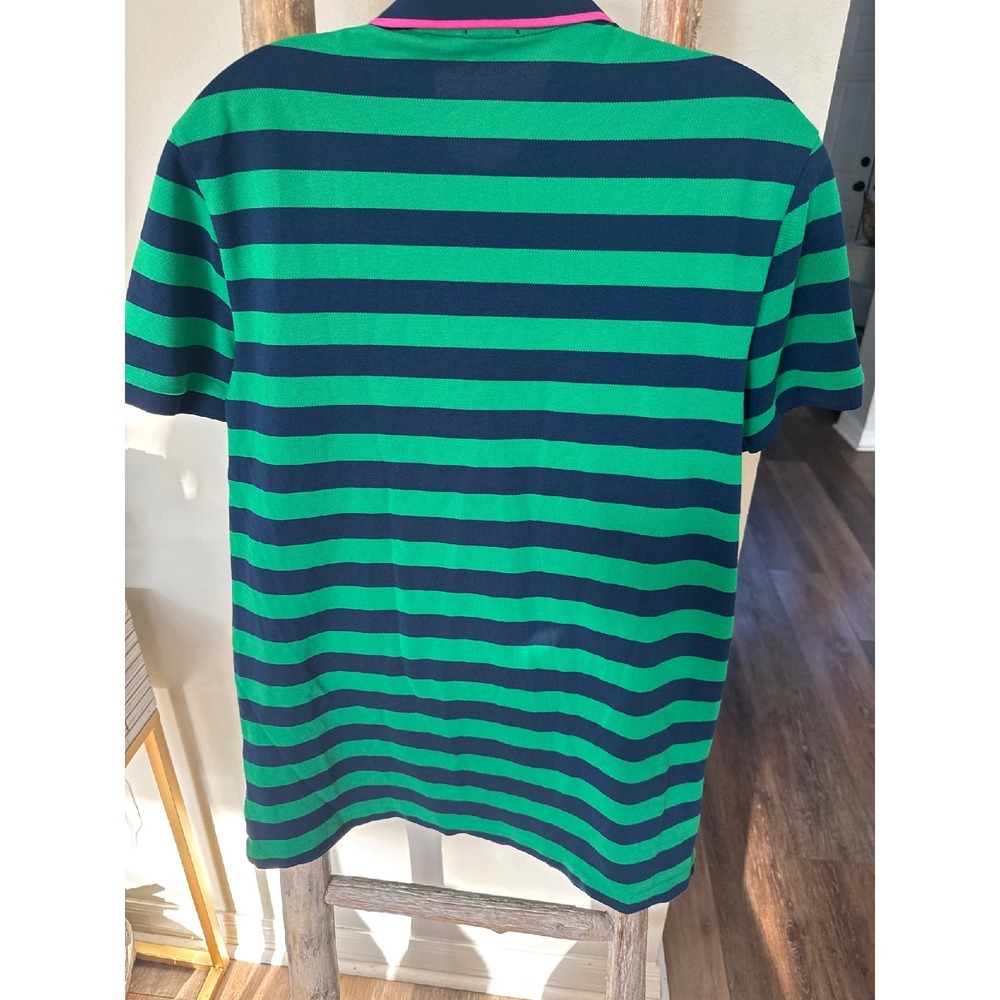 Polo Golf Ralph Lauren Men Performance Polo Blue Green‎ Striped Mesh M Pink Pony - Picture 6 of 8